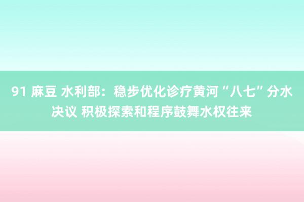 91 麻豆 水利部：稳步优化诊疗黄河“八七”分水决议 积极探索和程序鼓舞水权往来