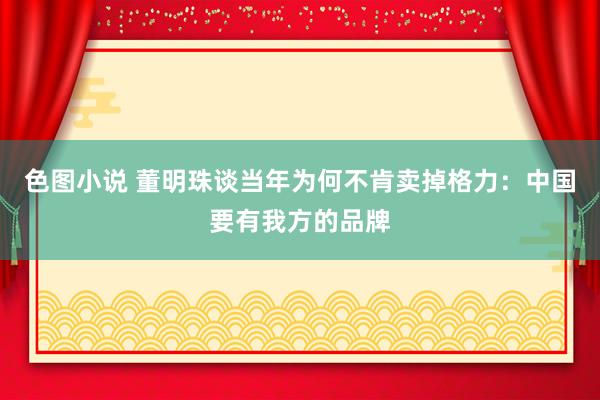 色图小说 董明珠谈当年为何不肯卖掉格力：中国要有我方的品牌