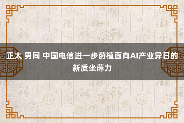 正太 男同 中国电信进一步莳植面向AI产业异日的新质坐蓐力