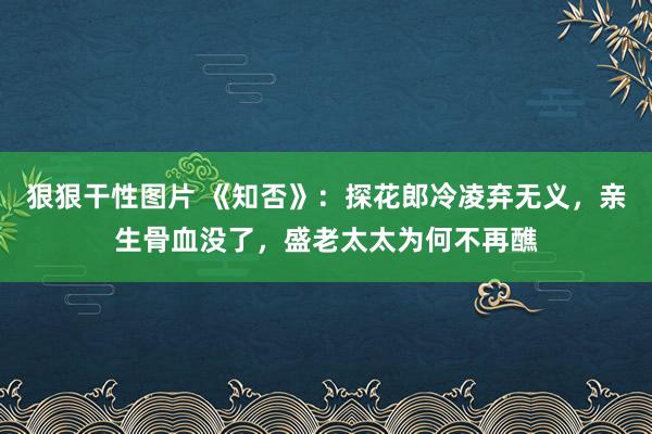 狠狠干性图片 《知否》：探花郎冷凌弃无义，亲生骨血没了，盛老太太为何不再醮