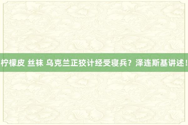 柠檬皮 丝袜 乌克兰正狡计经受寝兵？泽连斯基讲述！