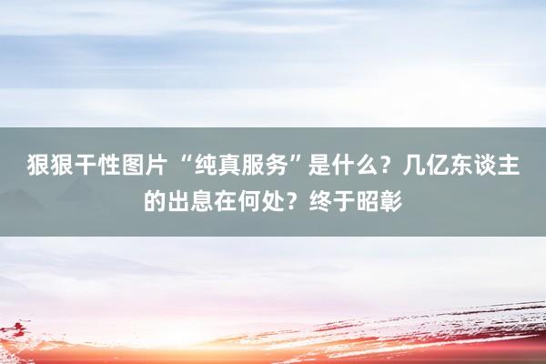 狠狠干性图片 “纯真服务”是什么？几亿东谈主的出息在何处？终于昭彰