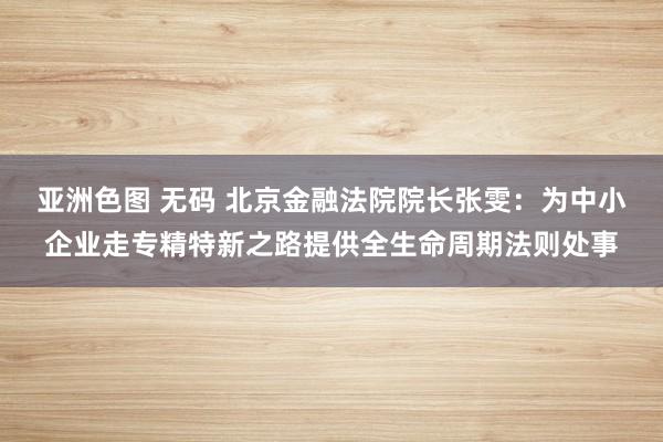 亚洲色图 无码 北京金融法院院长张雯：为中小企业走专精特新之路提供全生命周期法则处事