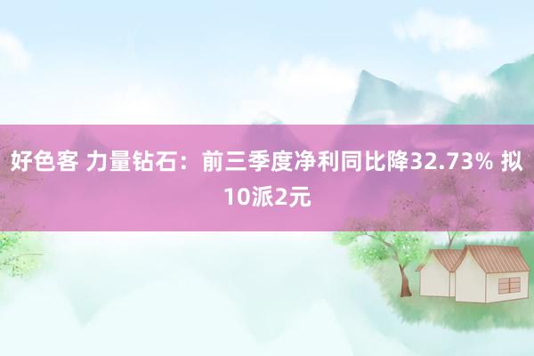 好色客 力量钻石：前三季度净利同比降32.73% 拟10派2元