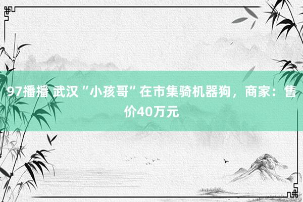 97播播 武汉“小孩哥”在市集骑机器狗，商家：售价40万元