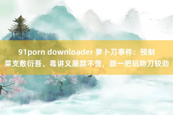 91porn downloader 萝卜刀事件：预制菜支敷衍吾、毒讲义屡禁不啻，跟一把玩物刀较劲