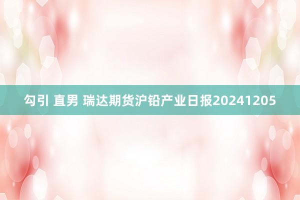 勾引 直男 瑞达期货沪铅产业日报20241205