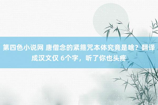 第四色小说网 唐僧念的紧箍咒本体究竟是啥？翻译成汉文仅 6个字，听了你也头疼