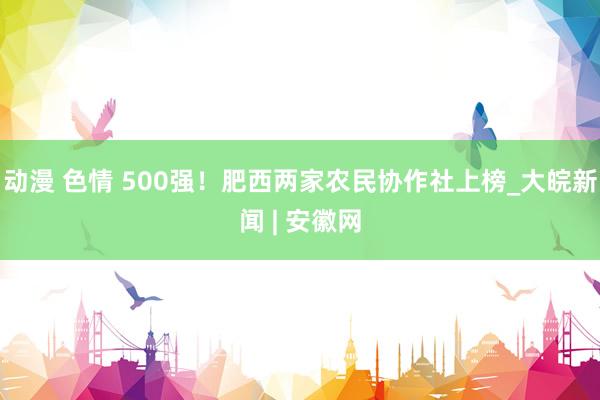 动漫 色情 500强！肥西两家农民协作社上榜_大皖新闻 | 安徽网