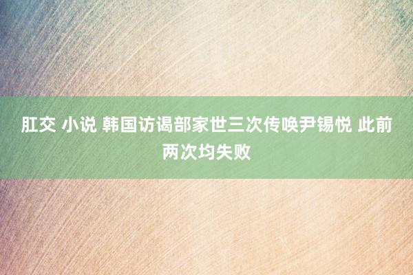 肛交 小说 韩国访谒部家世三次传唤尹锡悦 此前两次均失败