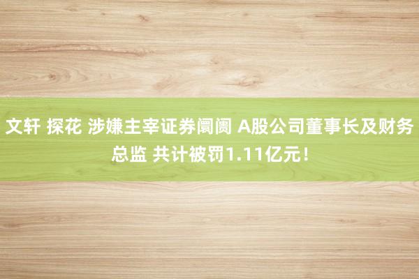 文轩 探花 涉嫌主宰证券阛阓 A股公司董事长及财务总监 共计被罚1.11亿元！