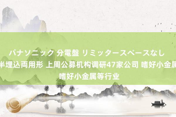 パナソニック 分電盤 リミッタースペースなし 露出・半埋込両用形 上周公募机构调研47家公司 嗜好小金属等行业