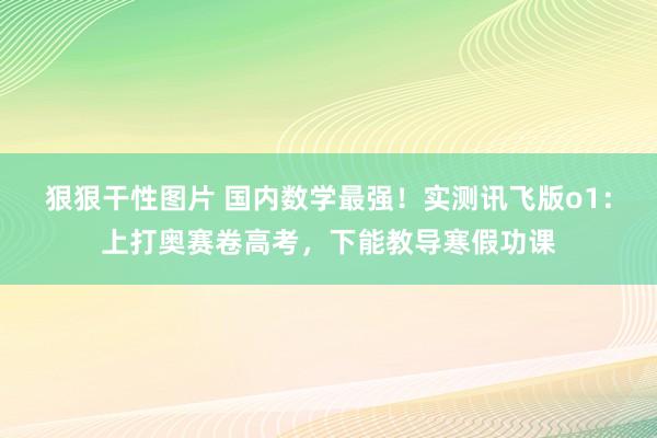 狠狠干性图片 国内数学最强！实测讯飞版o1：上打奥赛卷高考，下能教导寒假功课